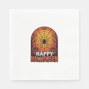 Happy Halloween Spider Web Vintage Engraving Desig Napkins