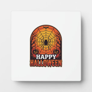 Happy Halloween Spider Web Vintage Engraving Desig Plaque