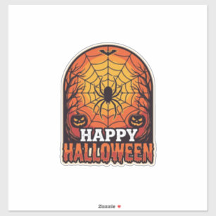 Happy Halloween Spider Web Vintage Engraving Desig Sticker