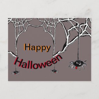Happy Halloween Spiders Cartoon Cust. Postcard
