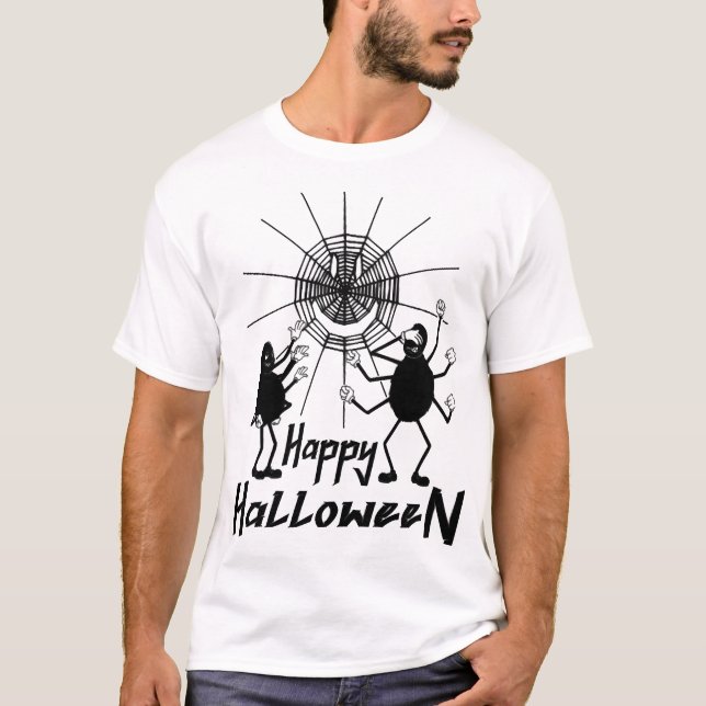 Happy Halloween, Spiders Halloween T-Shirt (Front)