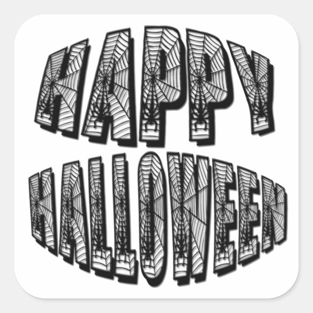 Happy Halloween Spiders & Spider Web Sticker (Front)