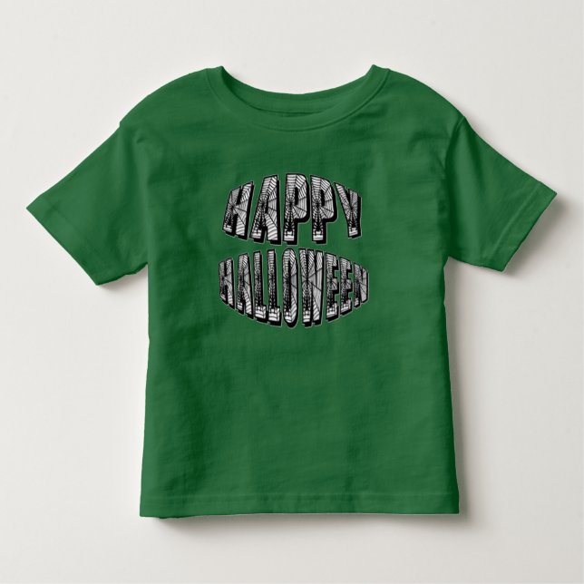 Happy Halloween Spiders & Spider Web Toddler Tee (Front)