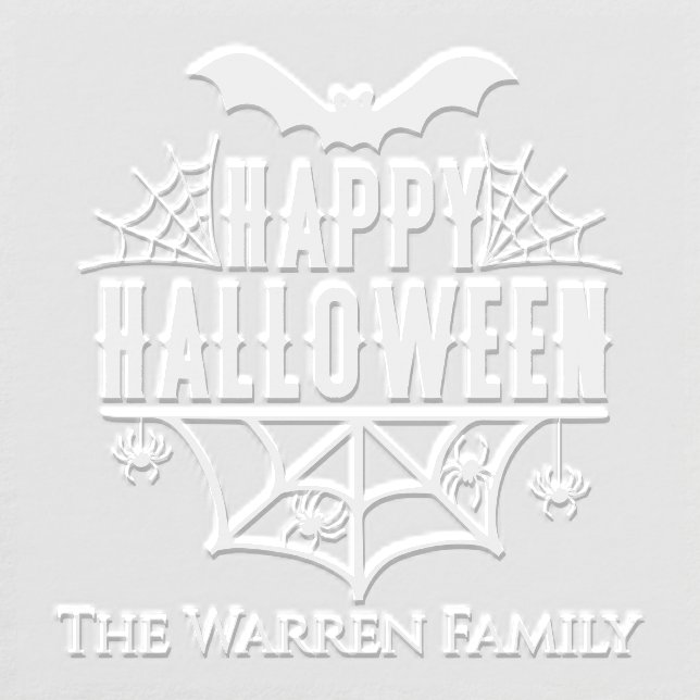 Happy Halloween Spiderweb Spiders Bats Family Name Embosser (Design)