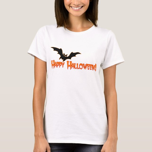Happy Halloween - Spooky Bat Ladies t+shirt T-Shirt (Front)