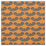 Happy Halloween Spooky Black Flying Bats Orange Fabric