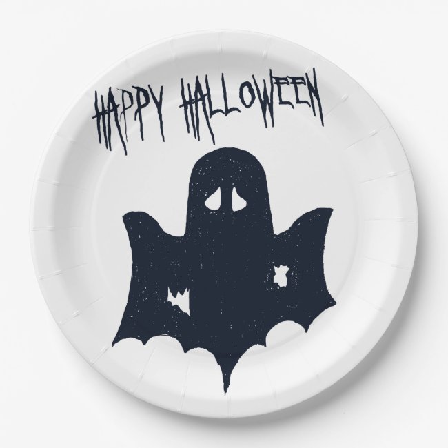 Happy Halloween - Spooky Black Ghost Silhouette