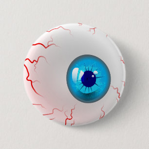 Happy Halloween! Spooky Blue Eyeball Pinback Button