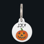 Happy Halloween Spooky Carved Pumpkin Pet Tag<br><div class="desc">Features an original marker illustration of a an orange carved jack o' lantern pumpkin. Perfect for Halloween!</div>