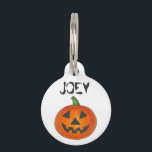 Happy Halloween Spooky Carved Pumpkin Pet Tag<br><div class="desc">Features an original marker illustration of a an orange carved jack o' lantern pumpkin. Perfect for Halloween!</div>