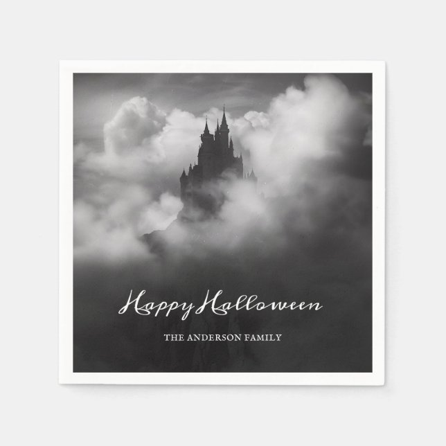 Happy Halloween Spooky Castle Party Napkins (Front)