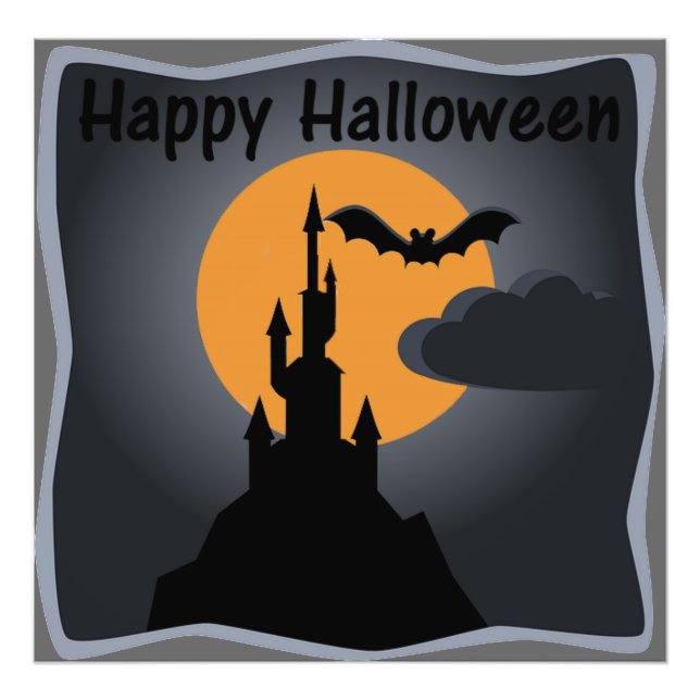 Happy Halloween Spooky Castle Photo Print (Front)
