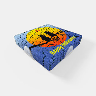Happy Halloween Spooky Cat Coaster Set