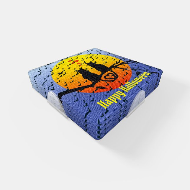 Happy Halloween Spooky Cat Coaster Set (Set)