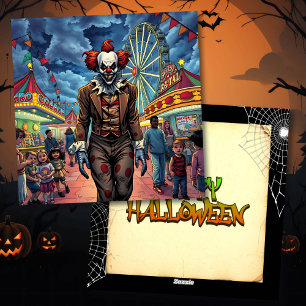 Happy Halloween Spooky Clown Holiday Card