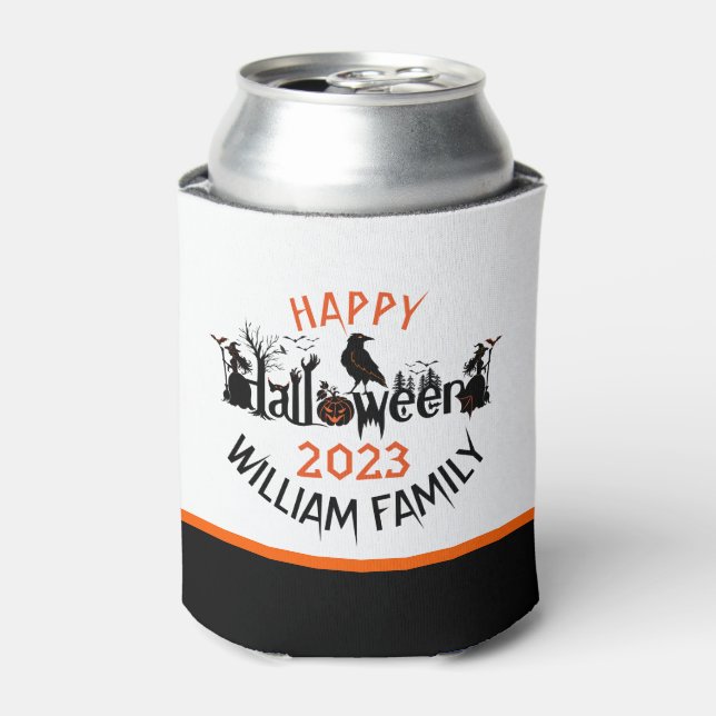 Happy Halloween Spooky Concept Text Can Cooler (Can Front)