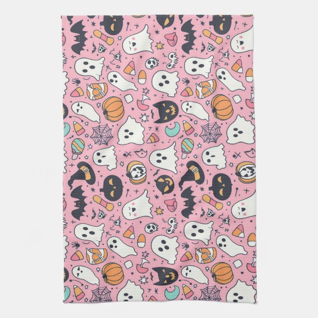 Happy Halloween Spooky Cute & Festive Halloween  Kitchen Towel (Vertical)