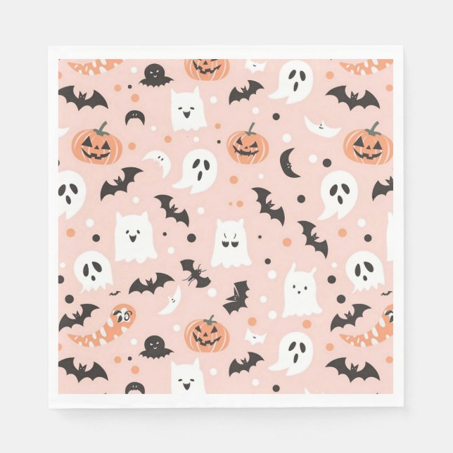 Happy Halloween Spooky Cute & Festive Halloween  Napkins (Front)