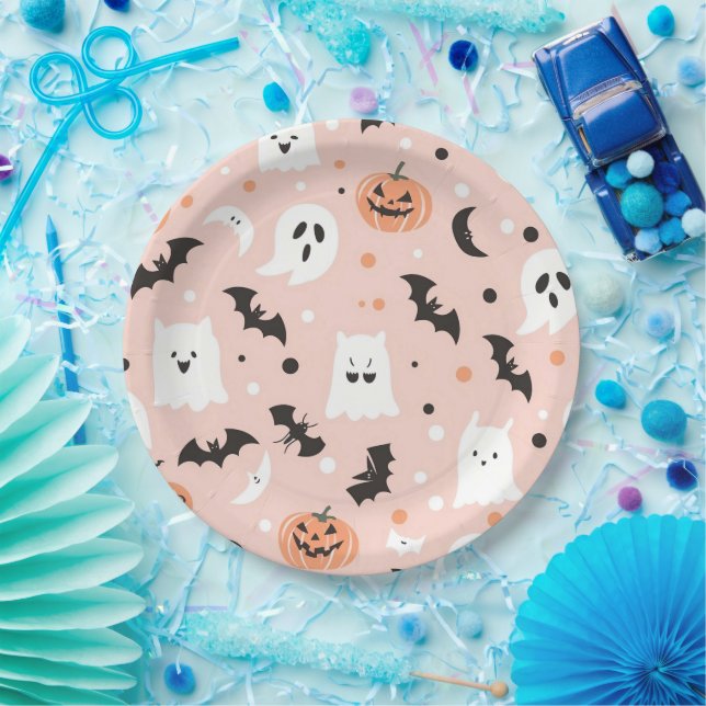 Happy Halloween Spooky Cute & Festive Halloween  Paper Plates (Party)