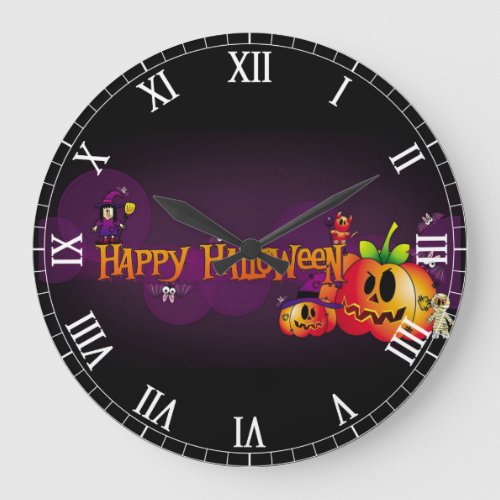 Happy Halloween Spooky Friends Large Clock