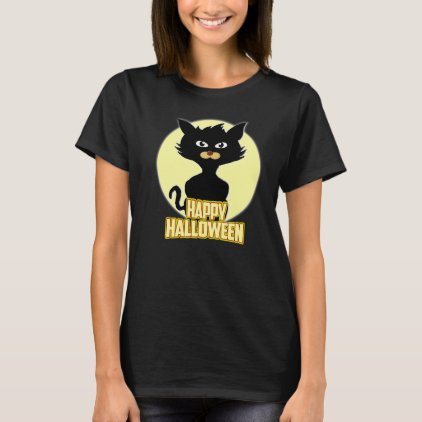 Happy Halloween Spooky Funny Black Cat T-shirt