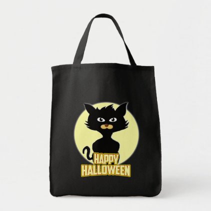 Happy Halloween Spooky Funny Black Cat Tote Bag