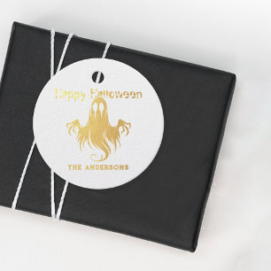 Happy Halloween Spooky Ghost Costume Party Foil Favor Tags
