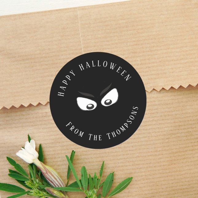 Happy Halloween Spooky Ghost Cute Eyes Favor Classic Round Sticker (Creator Uploaded)