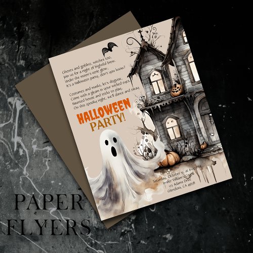 Happy Halloween Spooky Ghost Party Poem Invitation Flyer