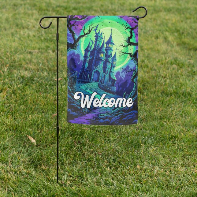 Happy Halloween | Spooky Haunted House Garden Flag (In SItu)