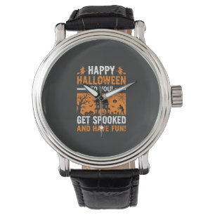 Happy Halloween Spooky Haunted House Quote Watch