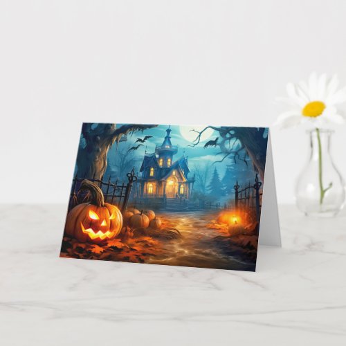 Happy Halloween Spooky Haunted Manor Card