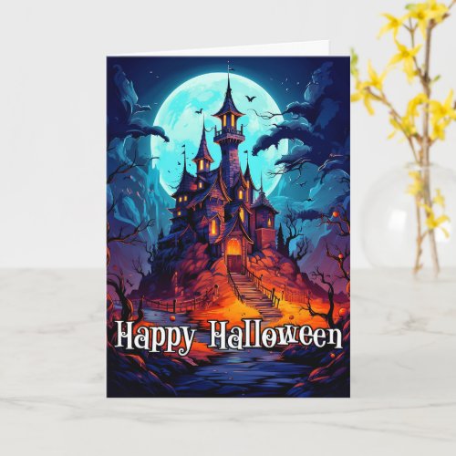 Happy Halloween  Spooky Haunted Mansion Card