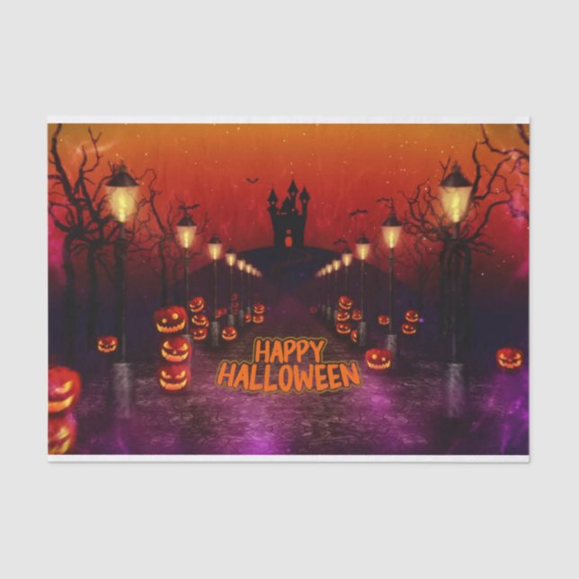 Happy Halloween Spooky Haunted Witch Castle  Tissue Paper (Front)