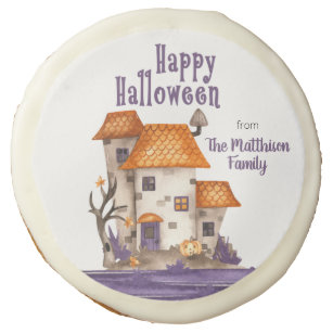 Happy Halloween Spooky House with Jack-O-Lantern Sugar Cookie