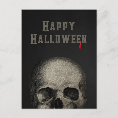  Happy Halloween Spooky Human Skull  Postcard