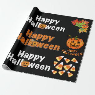 Happy Halloween spooky jack-o-lantern candy corn Wrapping Paper