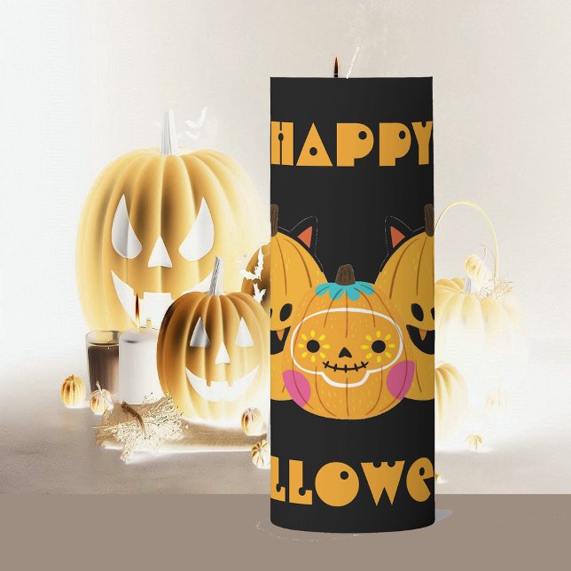  Happy Halloween Spooky Jack O Lanterns Dark Decor Pillar Candle (Happy Halloween Spooky Jack O Lanterns Dark Decor Pillar Candle)