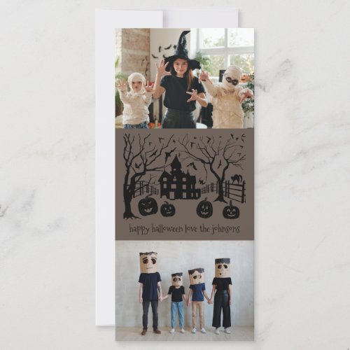 Happy Halloween Spooky Mansion Family Photo Card
