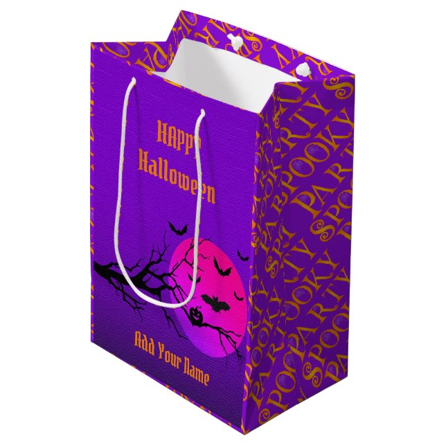 Happy Halloween Spooky Medium Gift Bag (Front Angled)