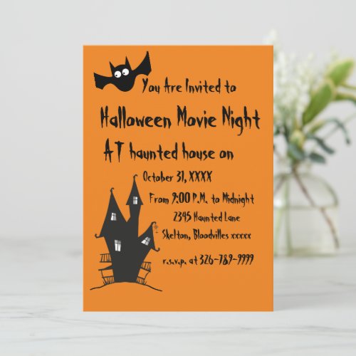 Happy Halloween Spooky Movie Night Invitation 