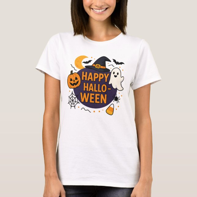 Happy Halloween Spooky Night . Funny Pumpkin T-Shirt (Front)
