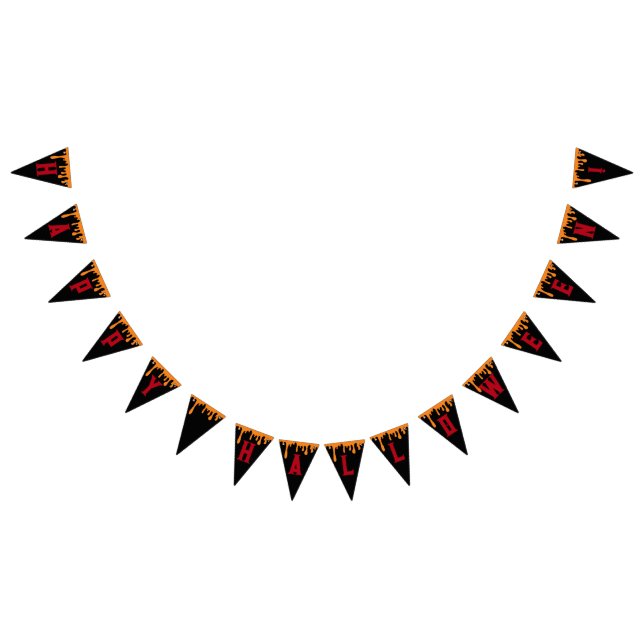 Happy Halloween Spooky Orange Slime Black Bunting Flags (All)