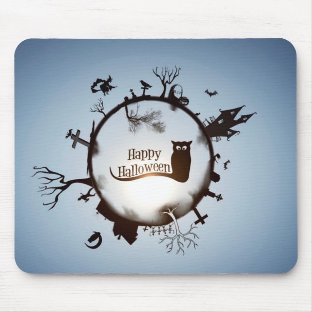 Happy Halloween Spooky Owl Mousepad (Front)