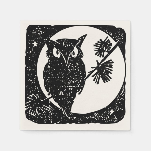 Happy Halloween Spooky Owl Paper Napkin (Front)