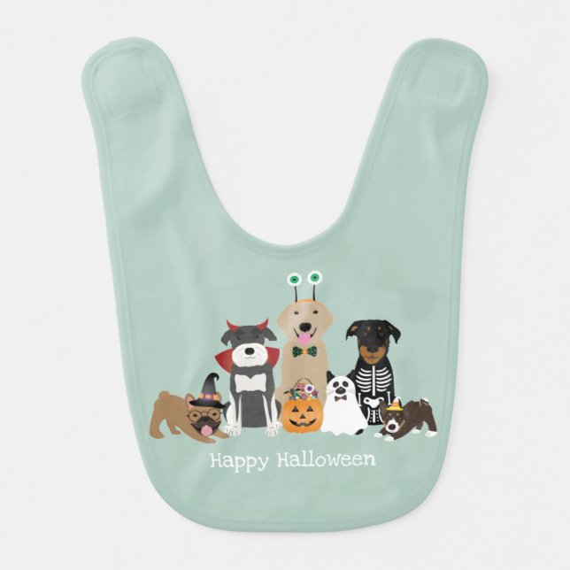 Happy Halloween Spooky Pet Costumes Baby Bib (Front)