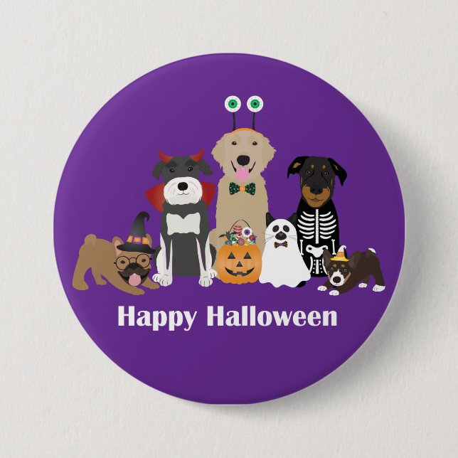 Happy Halloween Spooky Pet Costumes Button (Front)