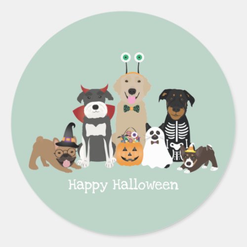 Happy Halloween Spooky Pet Costumes Classic Round Sticker