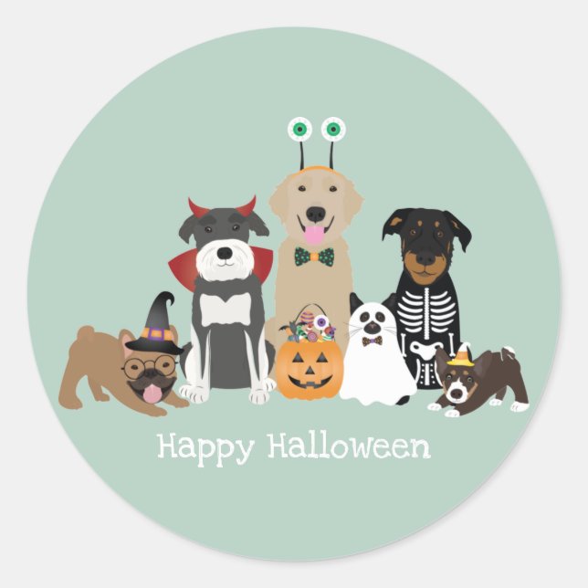 Happy Halloween Spooky Pet Costumes Classic Round Sticker (Front)