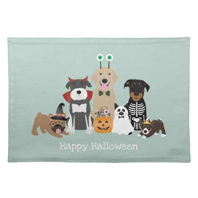 Happy Halloween Spooky Pet Costumes Cloth Placemat (Front)